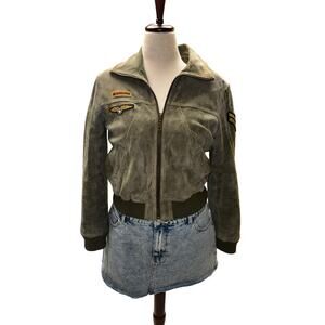 Wilsons Leather Aviator Suede Jacket With Patches Women’s Large Y2K